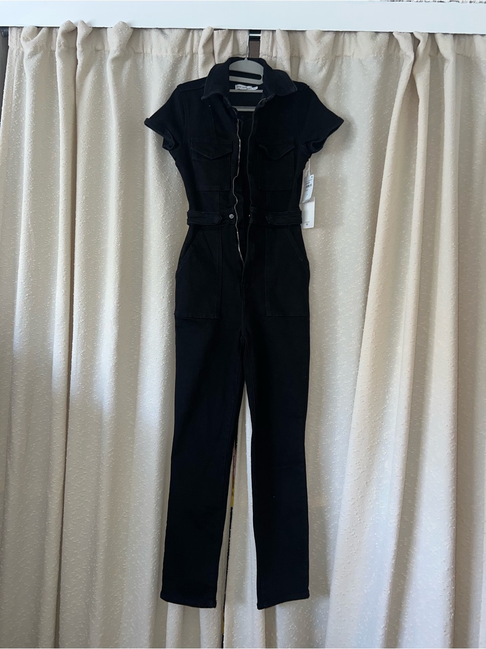Good American Black Short-Sleeve Utility Jumpsuit